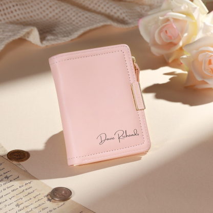 Personalized Leather Zippered Wallet Custom With Photo And Engraved Name