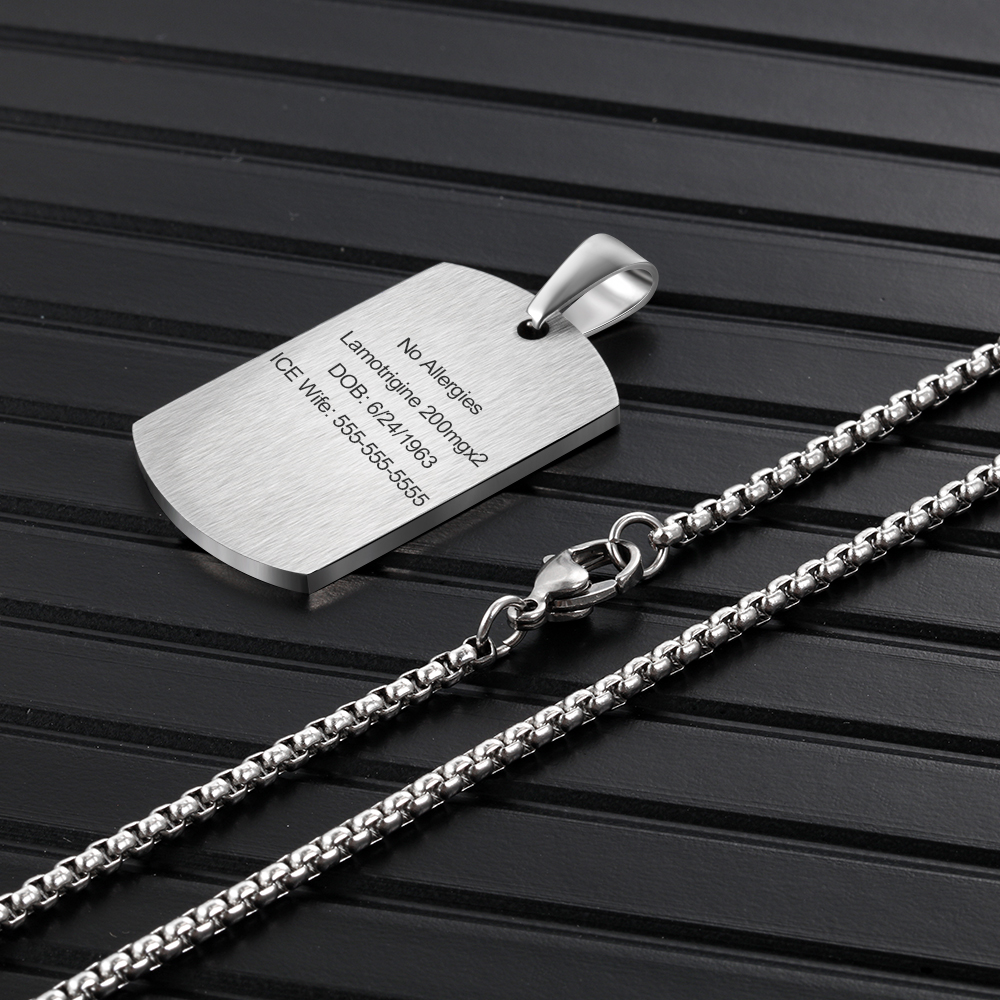 Personalised Medical Alert Necklace with Custom Engraving and Emergency Info Gift for Family | Jessemade