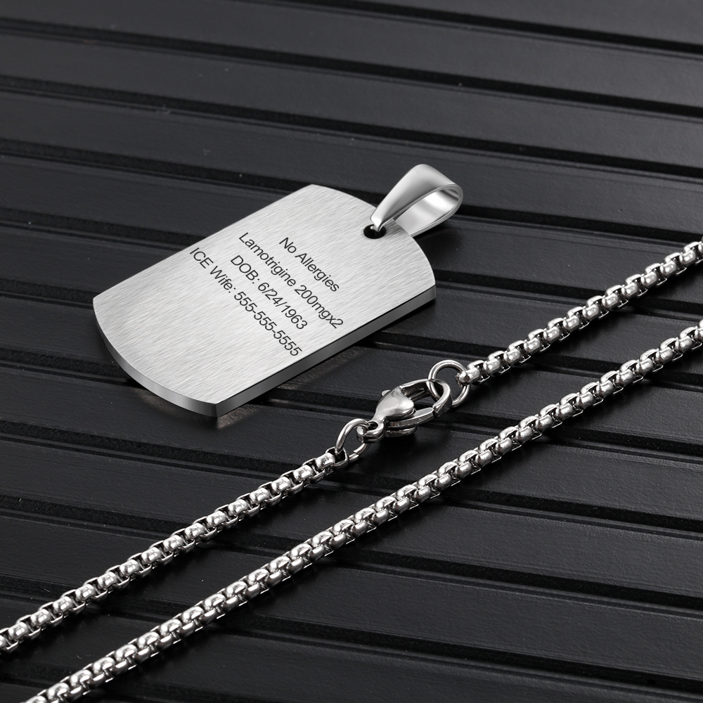 Personalised Medical Alert Necklace with Custom Engraving and Emergency Info Gift for Family | Jessemade