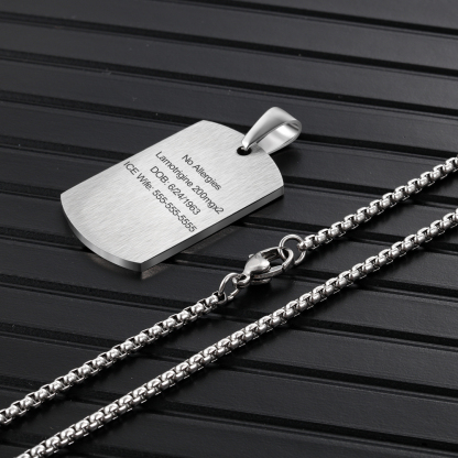 Personalised Medical Alert Necklace with Custom Engraving and Emergency Info Gift for Family | Jessemade