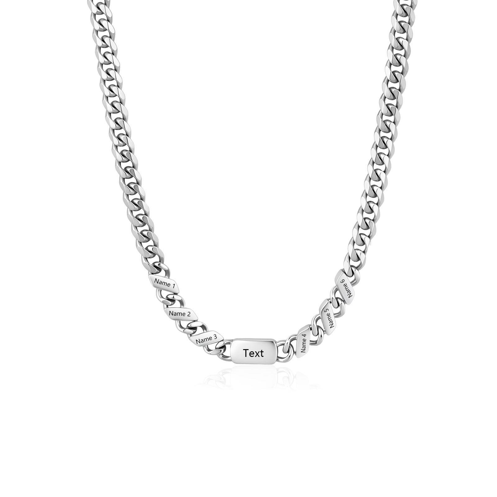 Personalized Cuban Chain Necklace for Dad Grandpa Man Cutsomized with 1-6 Names and Engraved Text