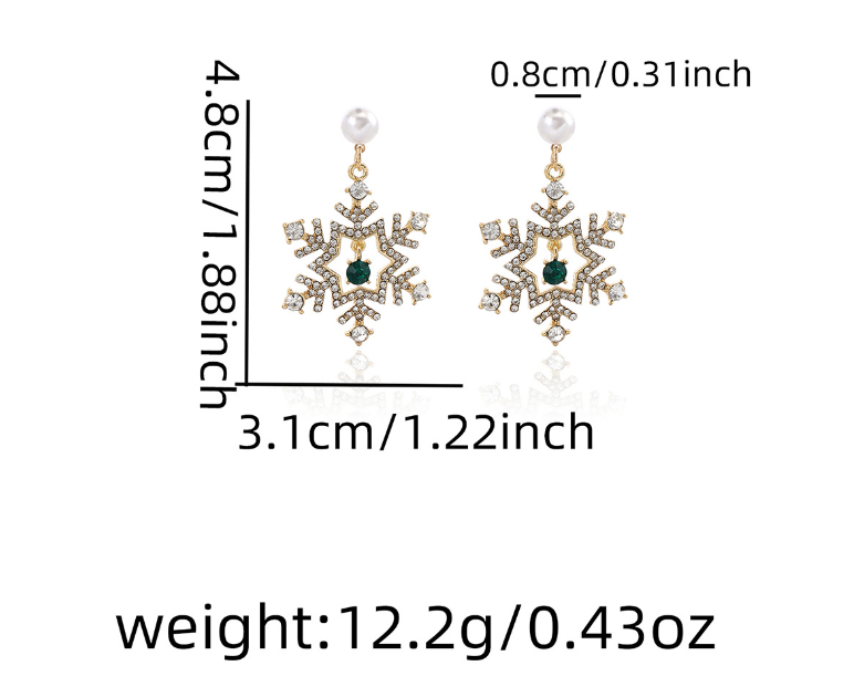 Snowflake Pearl Earrings Christmas Gift for Family Festive Jewelry