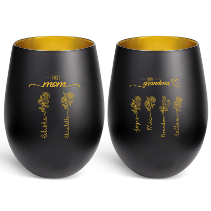 Personalized Glass Candle Holder with 2–10 Birth Flowers and Names for Mom/Grandma