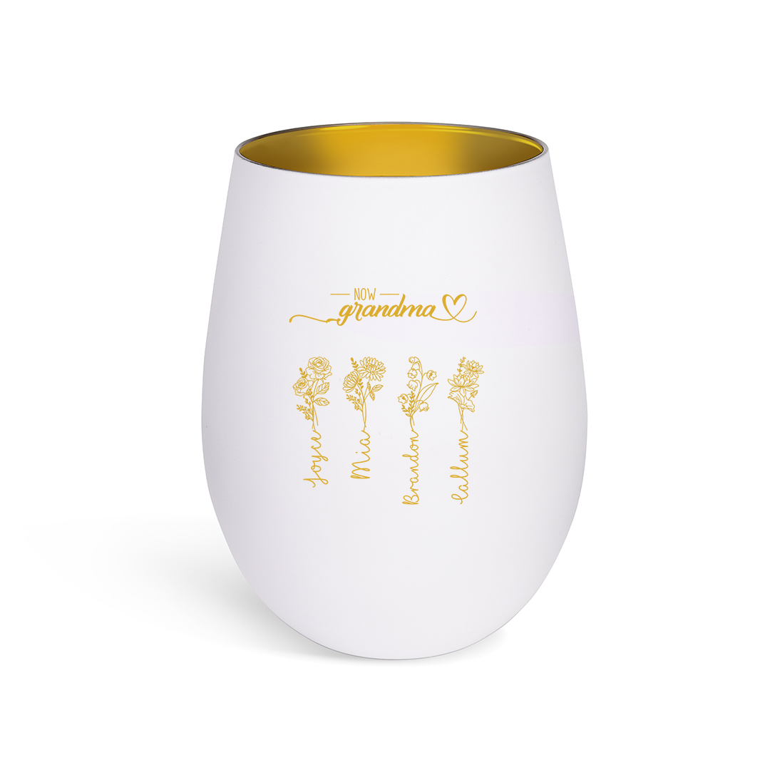 Personalized Glass Candle Holder with 2–10 Birth Flowers and Names for Mom/Grandma