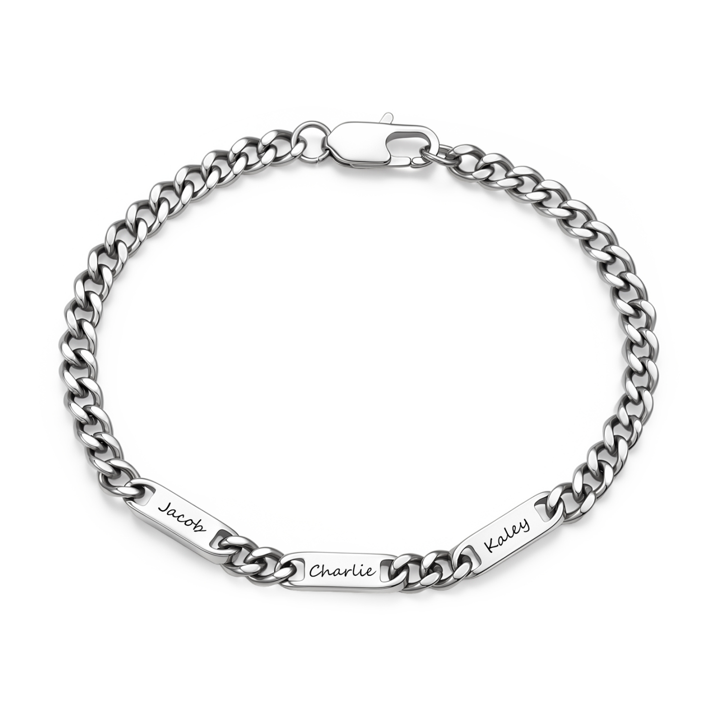 Personalized Cuban Link Bracelet For Men Customized with 2-6 Name Stainless Steel