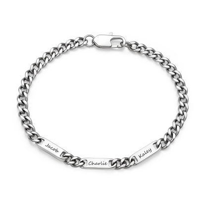 Personalized Cuban Link Bracelet For Men Customized with 2-6 Name Stainless Steel