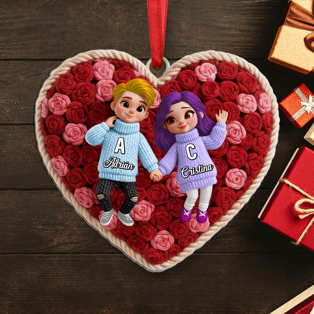 Personalized Heart Keychain or Hanging Decoration with Names for Couples