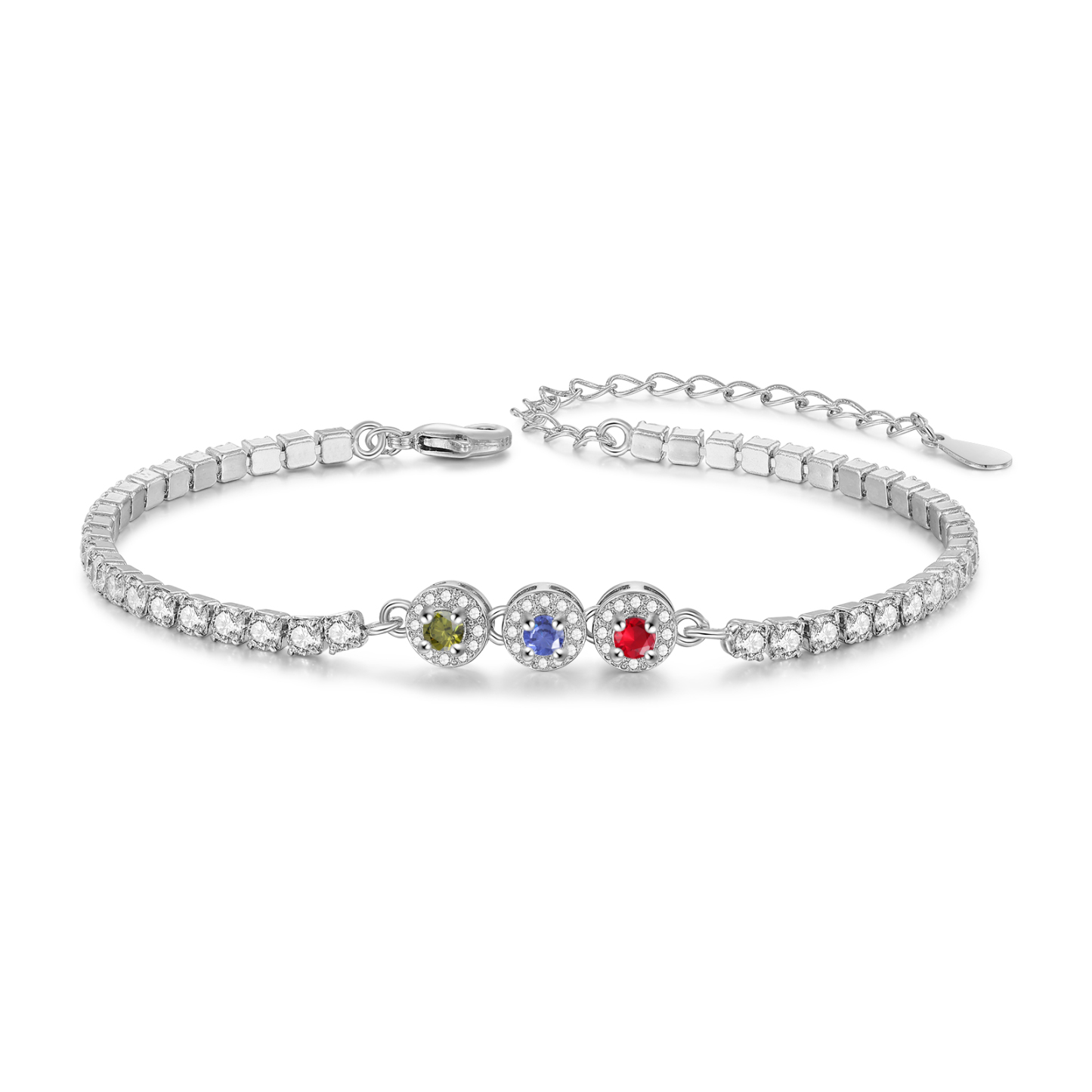 Personalized Birthstone Tennis Bracelet with 2–5 Stones