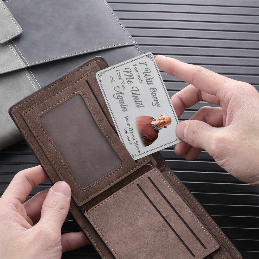 Personalised Memorial Wallet Card with Custom Name and Photo Memorial Wallet Card "I Will Carry You with Me" | Jessmade