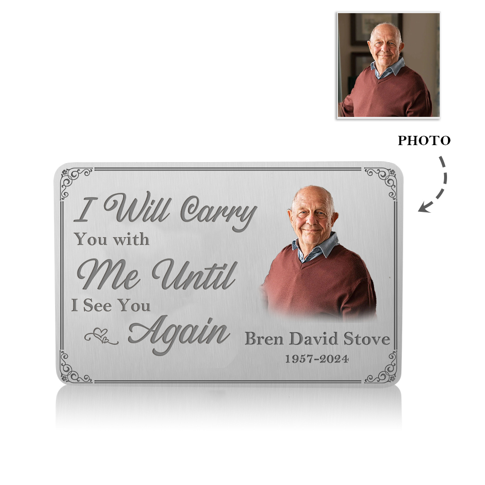 Personalised Memorial Wallet Card with Custom Name and Photo Memorial Wallet Card "I Will Carry You with Me" | Jessmade