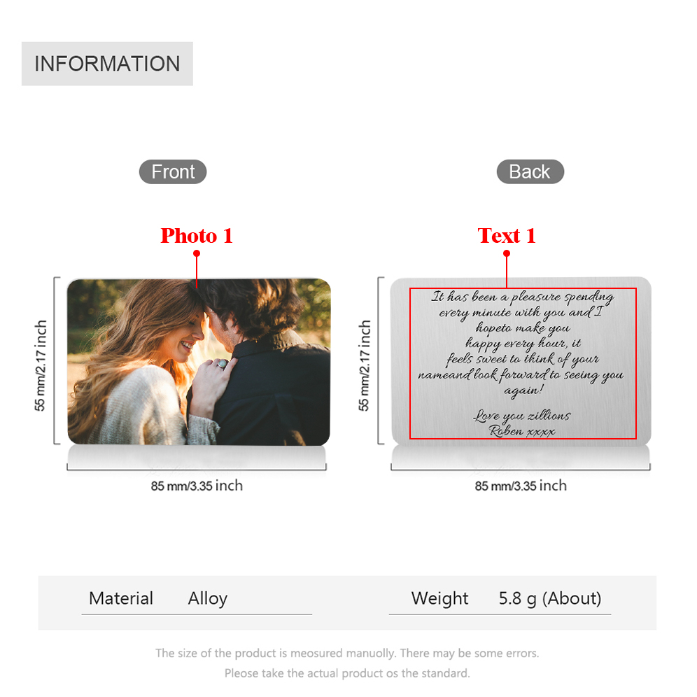 Personalised Wallet Card with Custom Photo & Text -Christmas Gift for Him | Jessemade