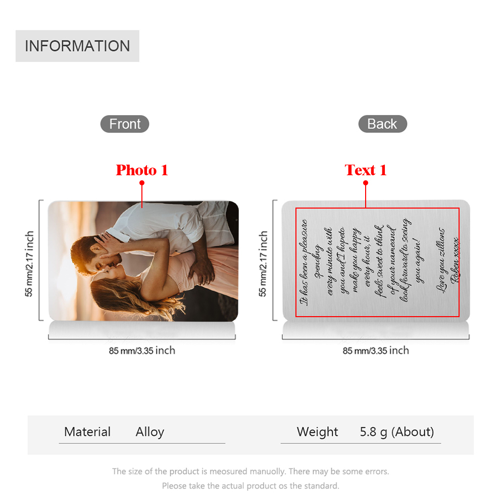 Personalised Wallet Card with Custom Photo & Text -Christmas Gift for Him | Jessemade