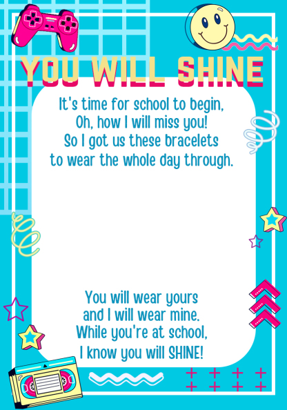 2 Pcs Heart Bracelet Set with Gift Card Custom Names Adjustable Bracelets Back to School Gifts for Kids