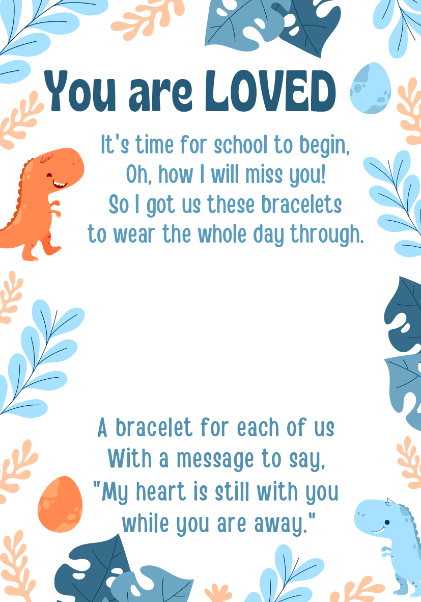 2 Pcs Heart Bracelet Set with Gift Card Custom Names Adjustable Bracelets Back to School Gifts for Kids