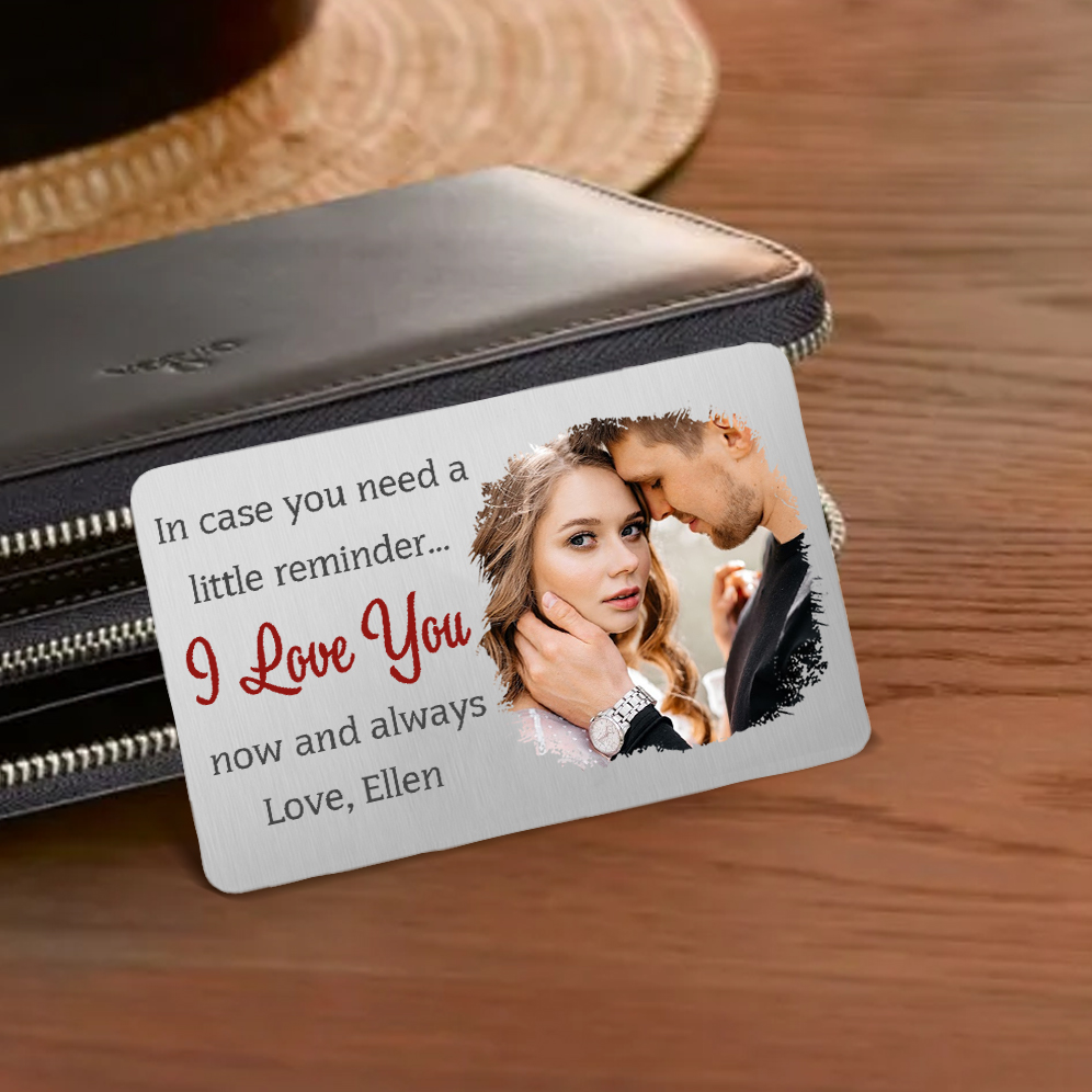 Personalised Couple Photo Alloy Wallet Card Custom with Text Gift for Loved Ones | Jessmade