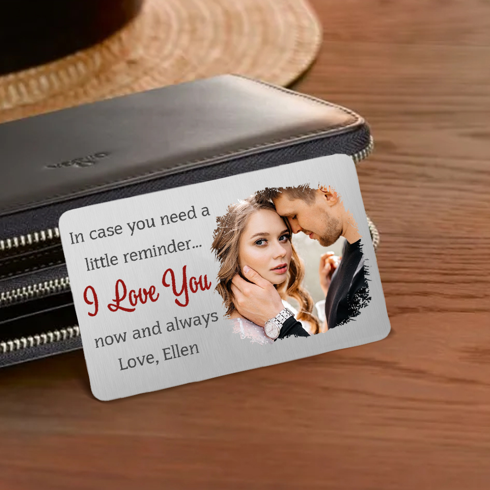 Personalised Couple Photo Alloy Wallet Card Custom with Text Gift for Loved Ones | Jessmade
