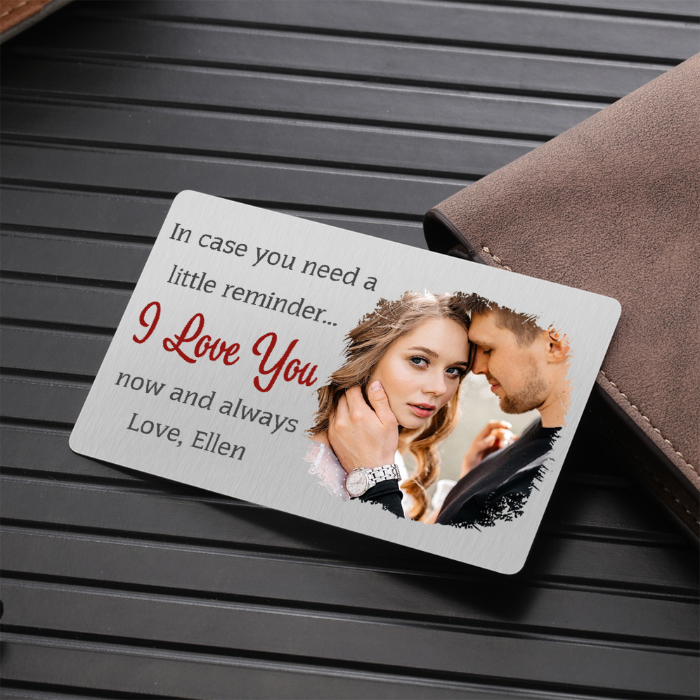 Personalised Couple Photo Alloy Wallet Card Custom with Text Gift for Loved Ones | Jessmade