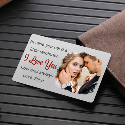 Personalised Couple Photo Alloy Wallet Card Custom with Text Gift for Loved Ones | Jessmade