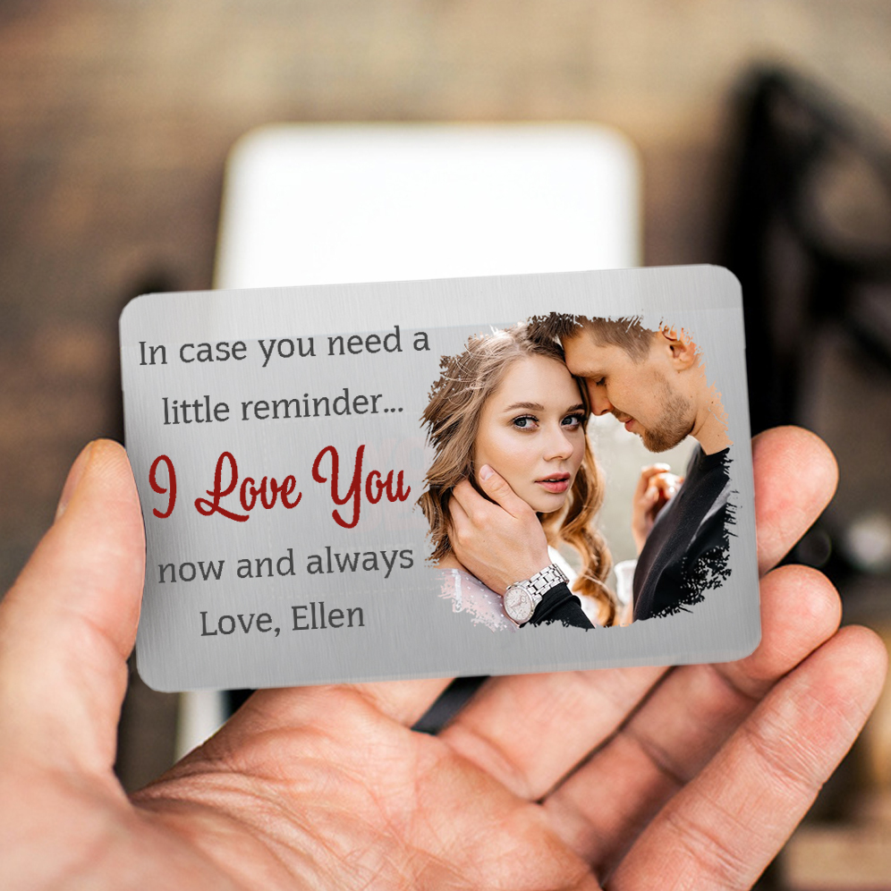 Personalised Couple Photo Alloy Wallet Card Custom with Text Gift for Loved Ones | Jessmade