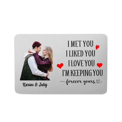 Personalised Wallet Card for Couples – Custom Photo & Two Names, "I Met You, I Liked You, I Love You" Gift for Him | Jessemade