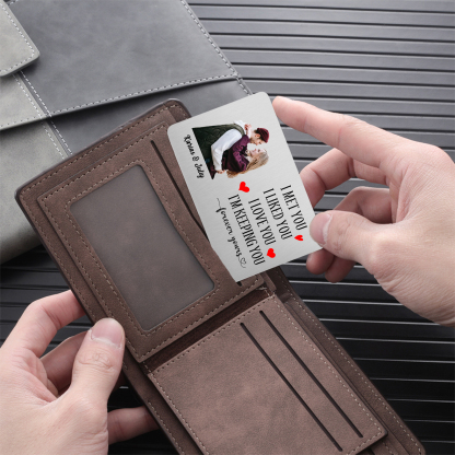 Personalised Leather Wallet & Photo Keyring, and Engraved Wallet Card Gift Set for Him | Jessemade