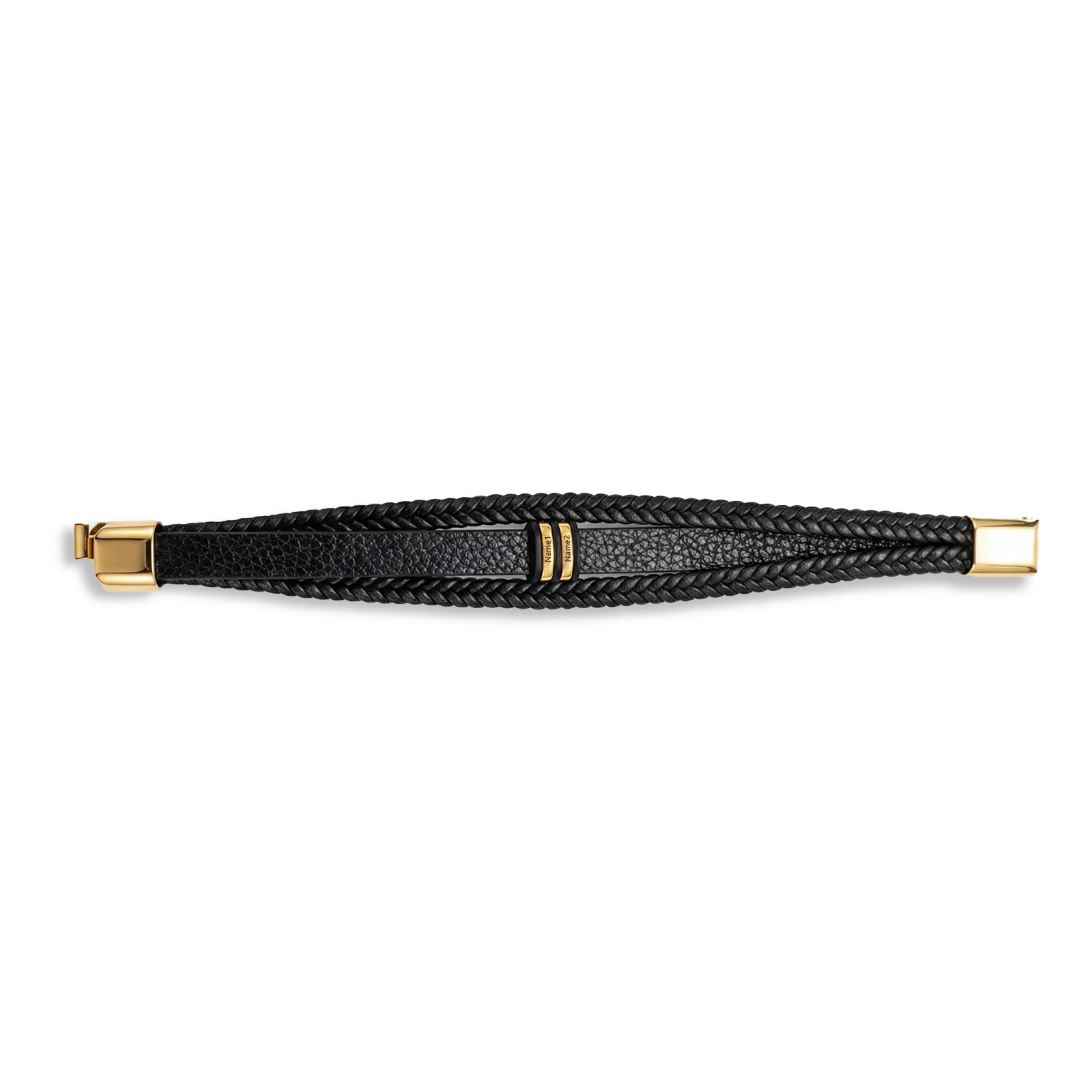 Personalized Braided Leather Bracelet for Men Custom with 2–6 Names Engraved
