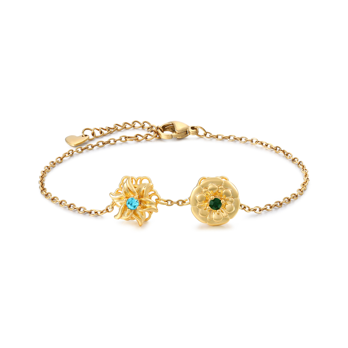 Customisable bracelet adorned with birth flowers and birthstones – Unique birthday gift | Jessemade