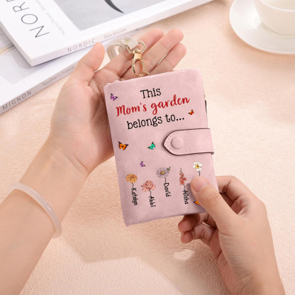 Personalized “Mom’s Garden” Floral Wristlet Women Wallet