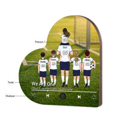 Personalized Football Family Heart Music Fridge Magnet Customizable with 1–8 Names