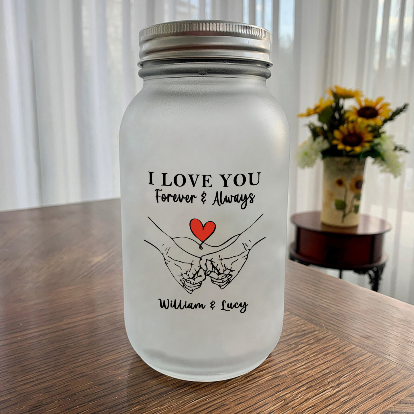 Personalized Solar Mason Jar Light for Couple