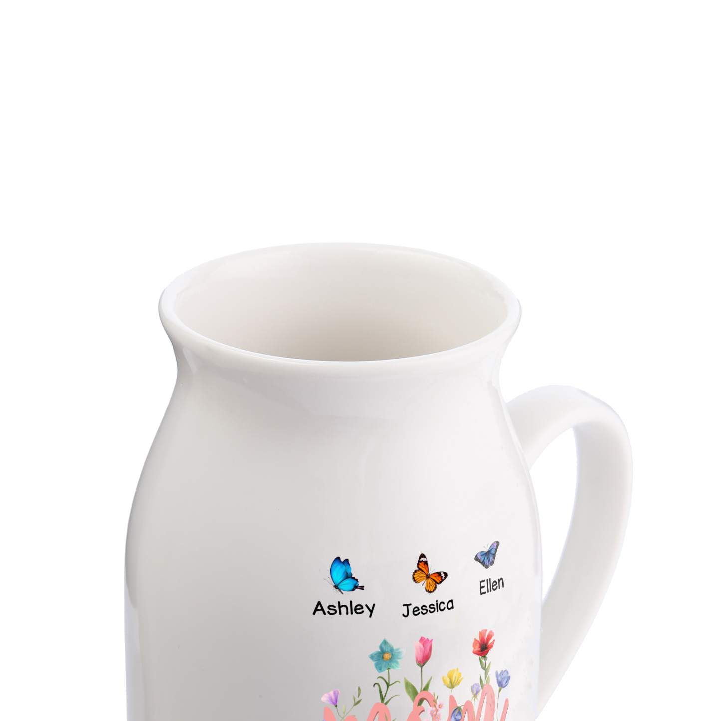 Personalized Ceramic Vase Custom With 1-10 Names Butterflies Gift For Mom Grandma