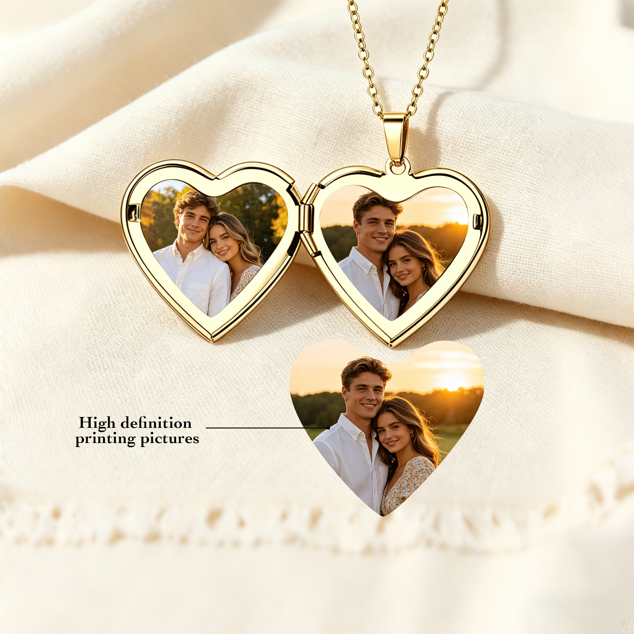 Personalized Heart Locket Necklace NFC Engraved Name