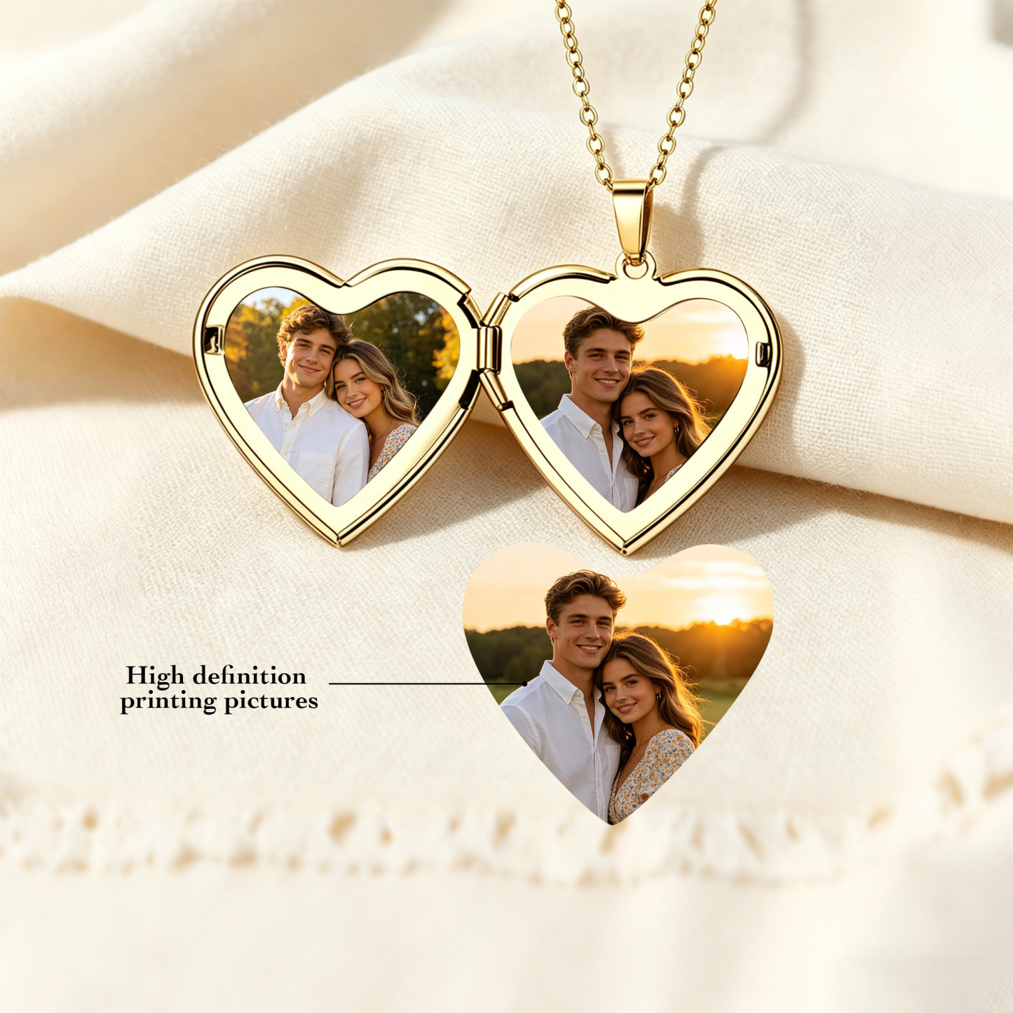 Personalized Heart Locket Necklace NFC Engraved Name