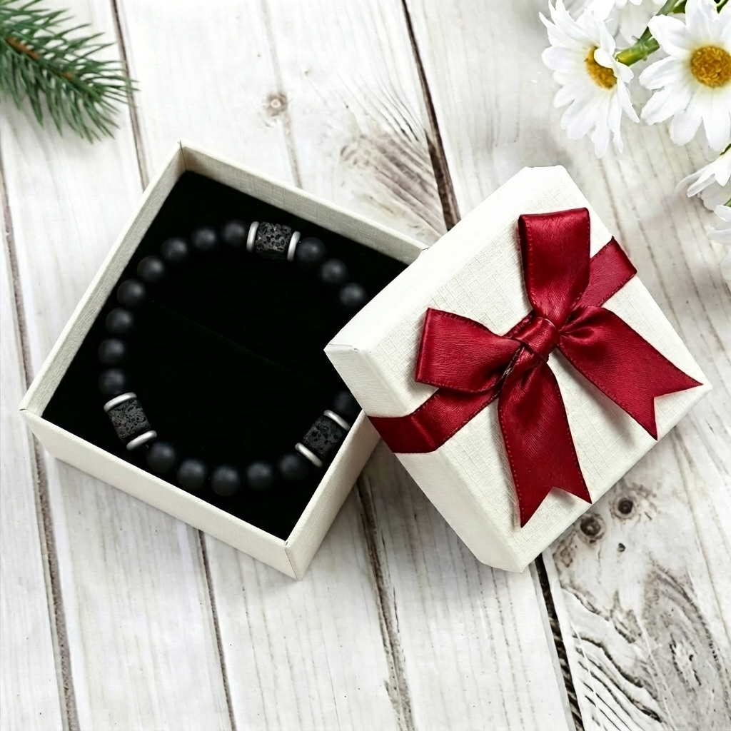Volcanic Stone Beaded Men'S Bracelet For Him | Jessemade