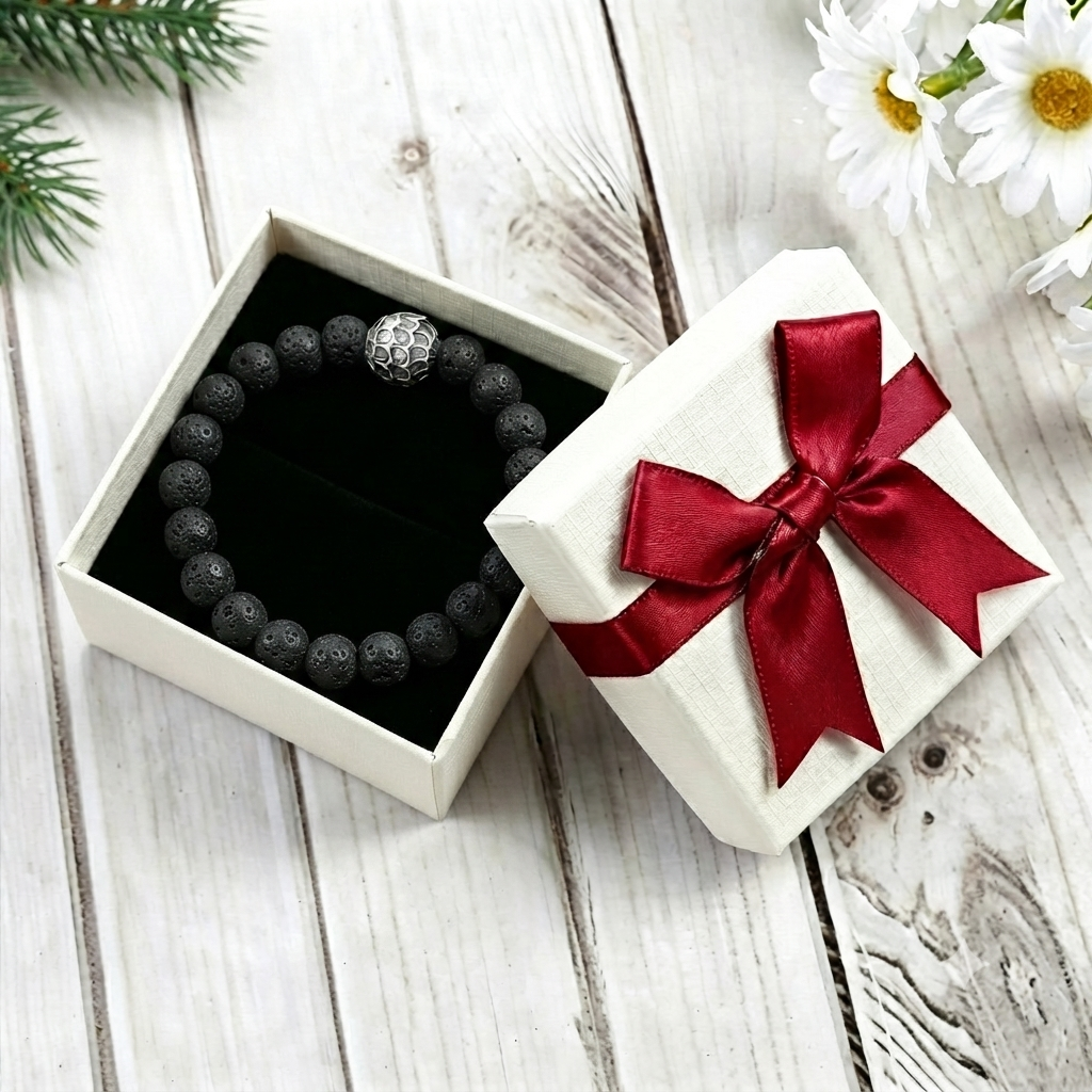 Volcanic Stone Beaded Men'S Bracelet For Him | Jessemade