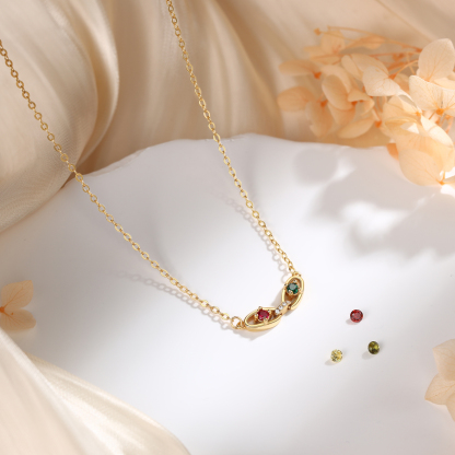 Personalized 2–5 Birthstones Gold Chain Necklace for Women