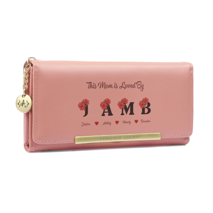 Personalized Women Wallet Floral Design Custom with 1–10 Names and Letters