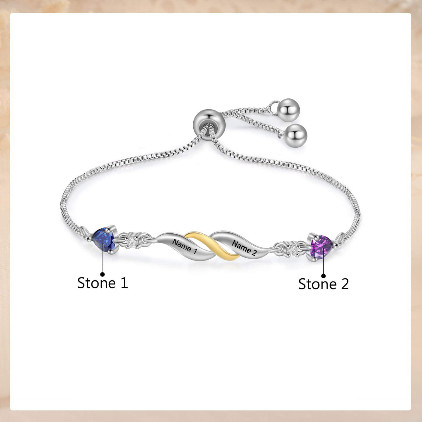 Adjustable Infinity Birthstone Bracelet