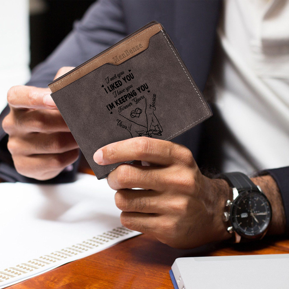 Personalized Couple PU Leather Calendar Wallet for Men