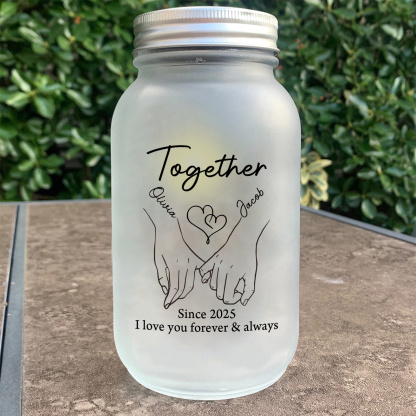 Custom Couple Frosted Mason Jar Night Light
