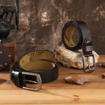 Personalized Leather Belt I Am Their Father Engraved with 1-6 Names
