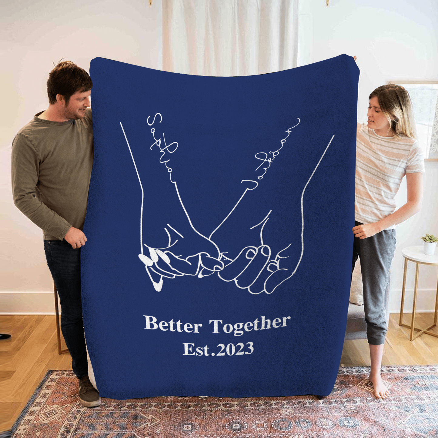Personalized Couple Blanket - Custom 2Names & Date -"Better Together" 