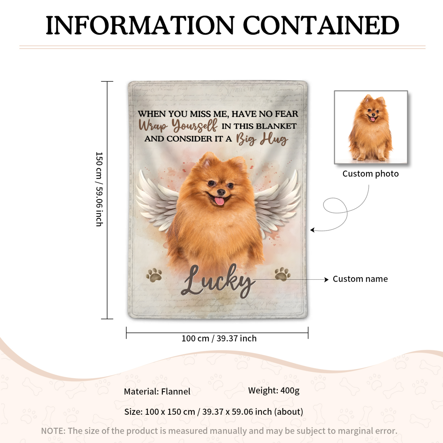 Personalised Pet Memorial Blanket - Custom Photo & Name Flannel Blanket | Jessmade