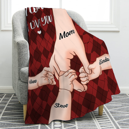 Personalised Flannel Blanket with Custom 4 Names Christmas Gift for Mum | Jessmade