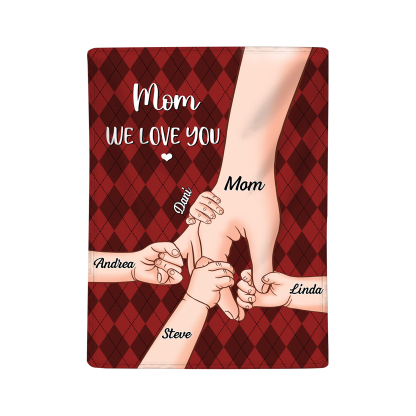 Personalised Flannel Blanket with Custom 5 Names Christmas Gift for Mum | Jessmade