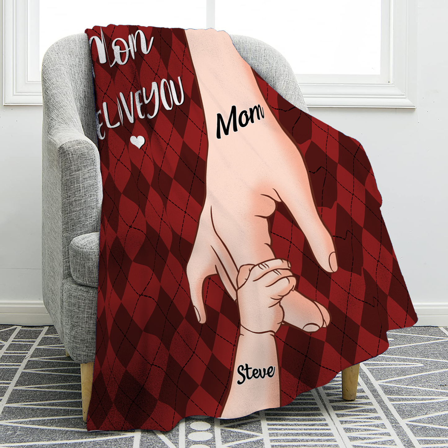 Personalised Flannel Blanket with Custom 2 Names Christmas Gift for Mum | Jessmade