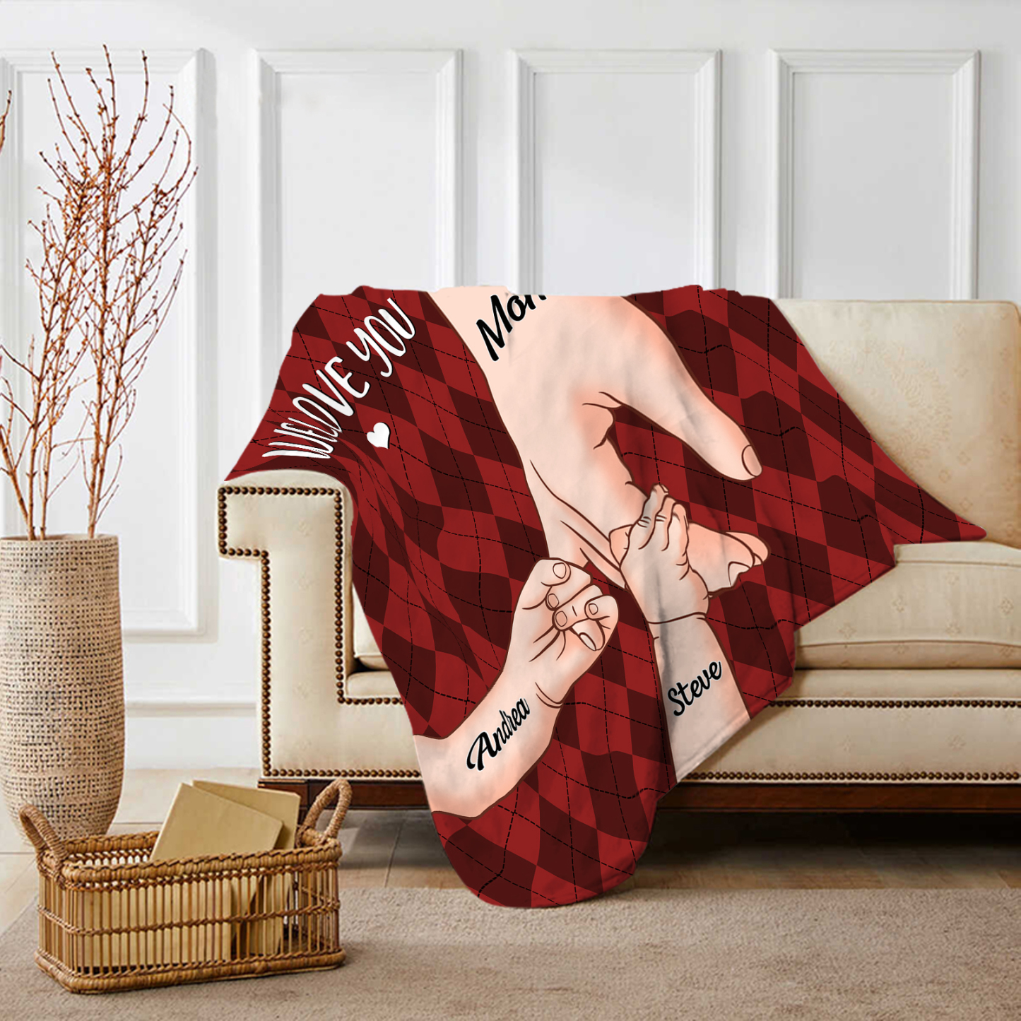 Personalised Flannel Blanket with Custom 3 Names Christmas Gift for Mum | Jessmade