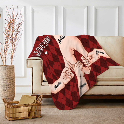 Personalised Flannel Blanket with Custom 4 Names Christmas Gift for Mum | Jessmade