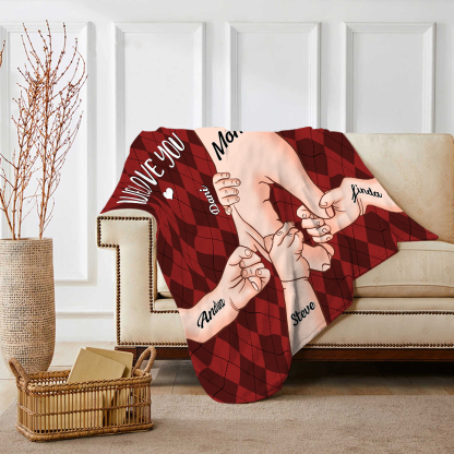 Personalised Flannel Blanket with Custom 5 Names Christmas Gift for Mum | Jessmade