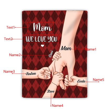 Personalised Flannel Blanket with Custom 5 Names Christmas Gift for Mum | Jessmade